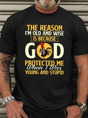 Men's Cotton Rooster Graphic T-Shirt The Reason I'm Old And Wise Short Sleeve Crew Tee