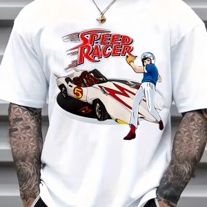 Men's Cotton Short Sleeve T-Shirt Speed Racer Anime Character Racing Graphic T-Shirt
