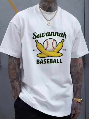 Men's Cotton Short Sleeve T-Shirt Savannah Banana Baseball Retro Letter Print T-Shirt